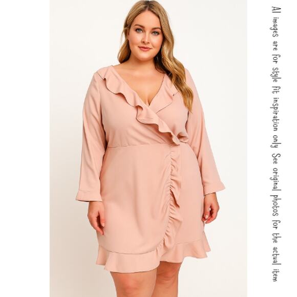 BOOHOO Ruffle Hem Faux Wrap Dress, Rose, 18, NWT! - Picture 9 of 9